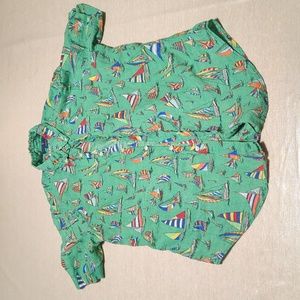 Ralph Lauren short sleeve shirt, sailboat print and button up, medium, linen